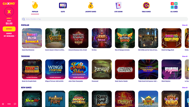 Caxino Casino — Homepage
