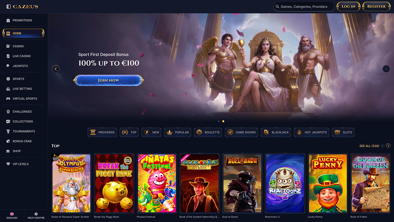 CaZeus Casino — Homepage