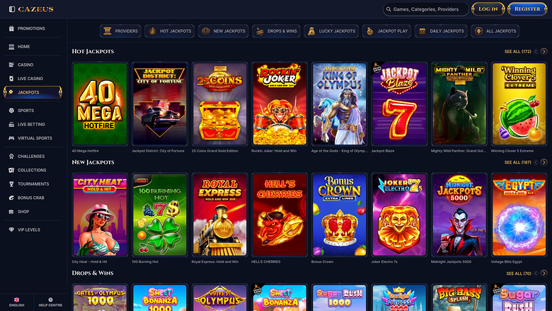 CaZeus Casino — Jackpot games