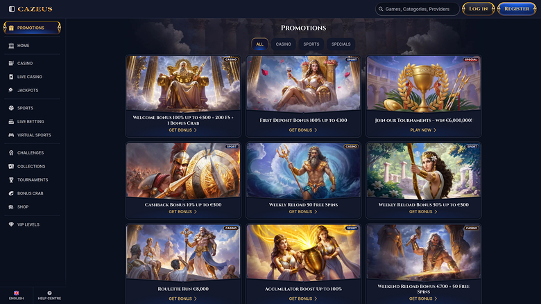 CaZeus Casino — Promotions page