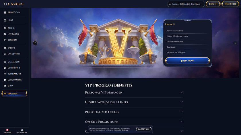 CaZeus Casino — VIP section