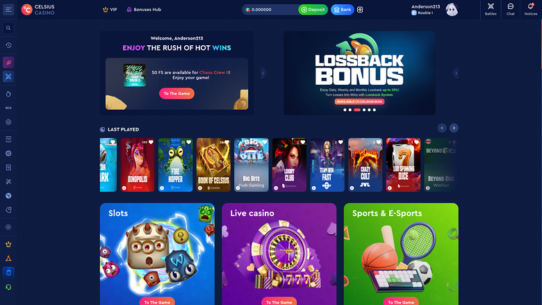 Celsius Casino — Homepage