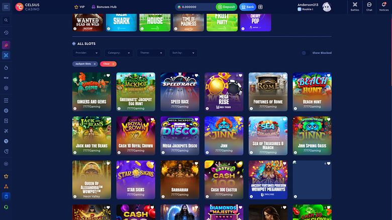 Celsius Casino — Jackpot games