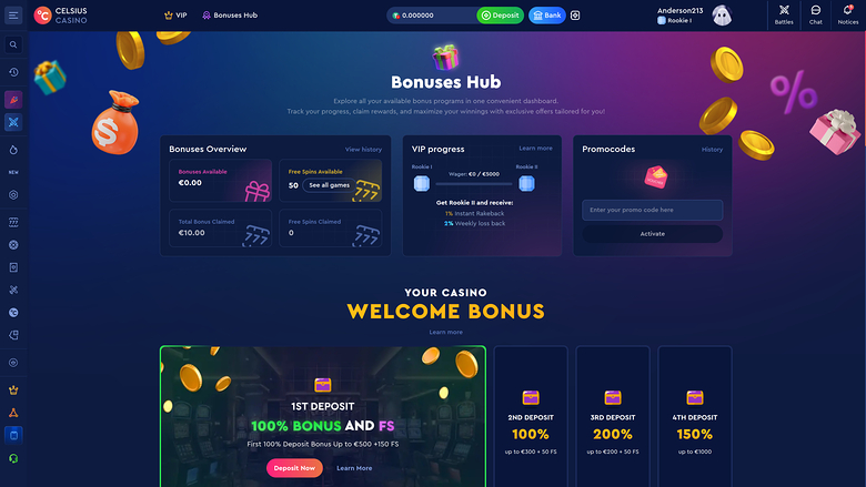 Celsius Casino — Promotions page