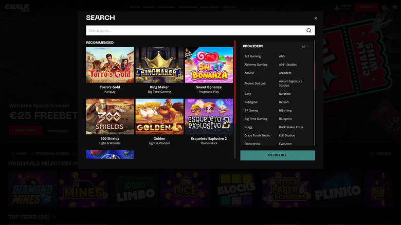ChalkWins Casino — Games by studio
