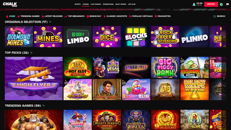 ChalkWins Casino — Games lobby