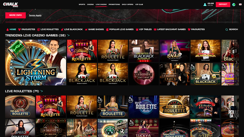 ChalkWins Casino — Live dealer lobby