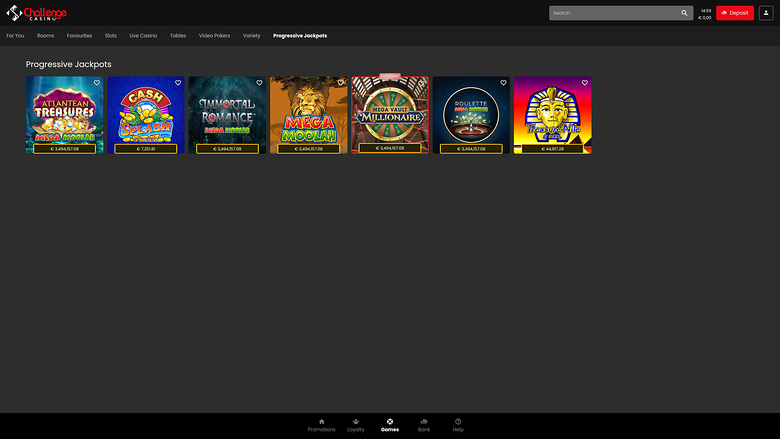 Challenge Casino — Jackpot games