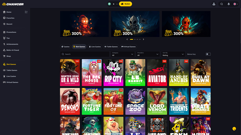 Chancer Casino — Games lobby