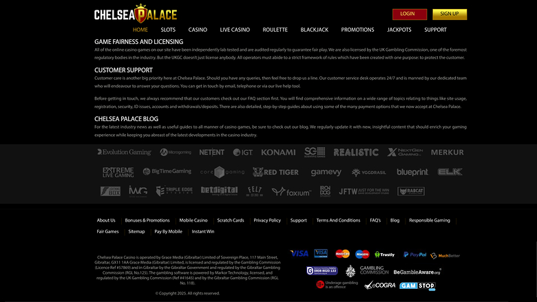 Chelsea Palace Casino — Games by studio