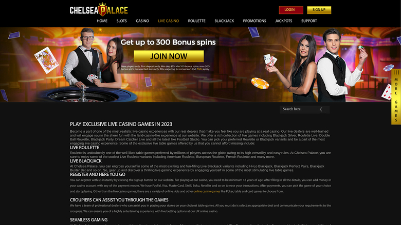 Chelsea Palace Casino — Live dealer lobby
