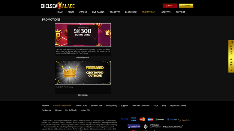 Chelsea Palace Casino — Promotions page