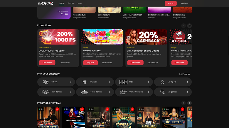 Cherry Spins — Promotions page