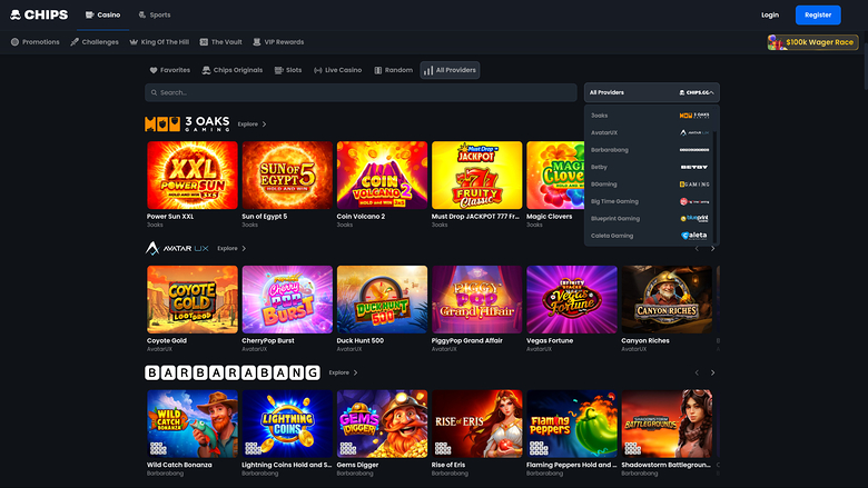 Chips.GG Casino — Games by studio