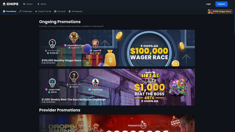 Chips.GG Casino — Promotions page