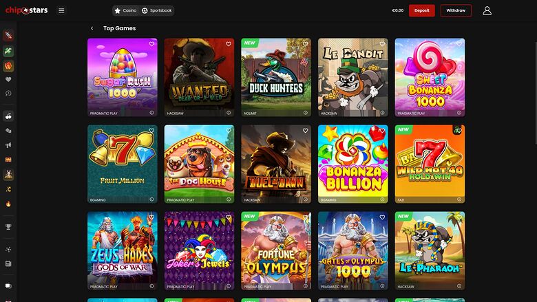 Chipstars.bet — Games lobby