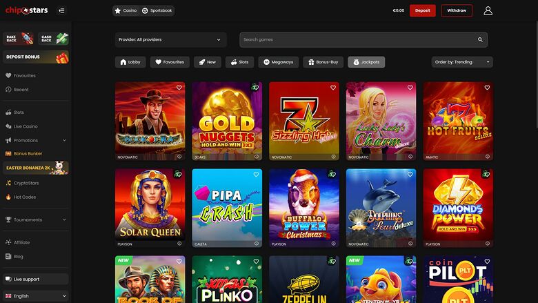 Chipstars.bet — Jackpot games
