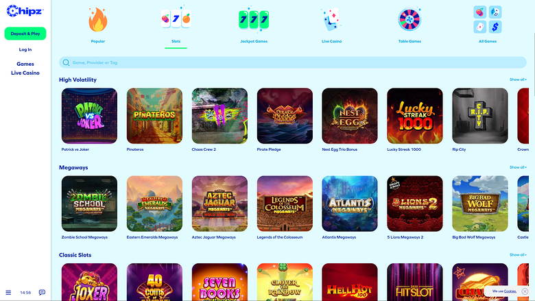 Chipz — Games lobby