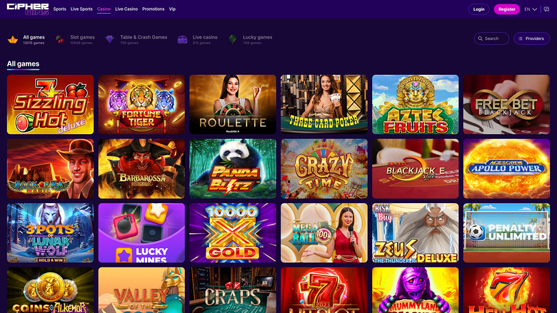 CipherWins Casino — Games lobby