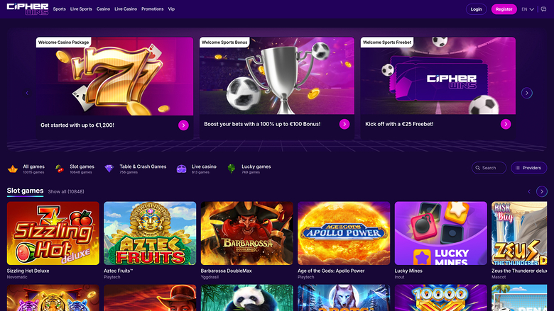 CipherWins Casino — Homepage