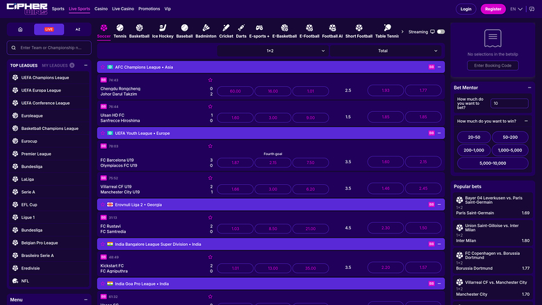 CipherWins Casino — Sportsbook