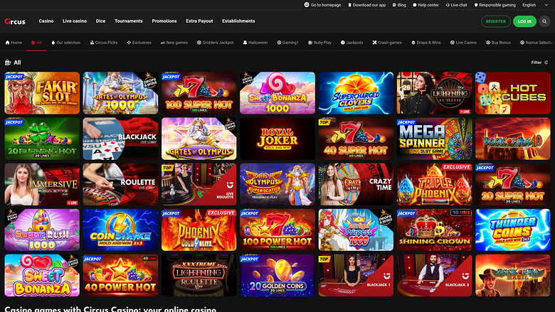 Circus.be Casino — Games lobby