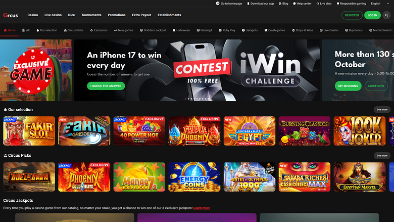 Circus.be Casino — Homepage