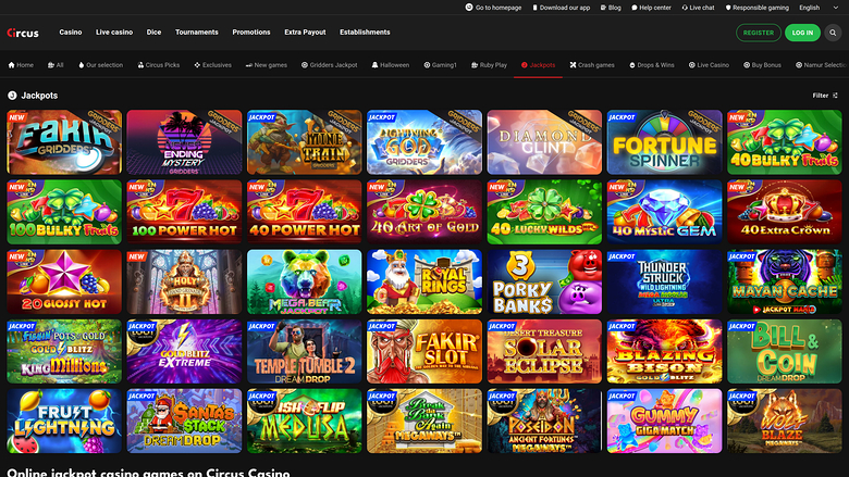 Circus.be Casino — Jackpot games