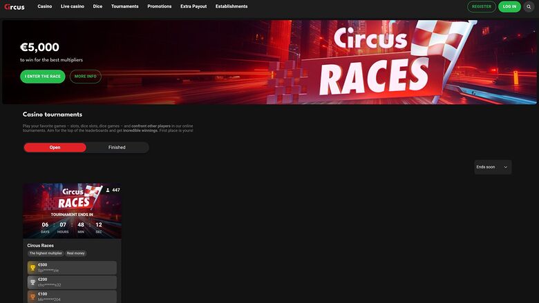 Circus.be Casino — Tournaments