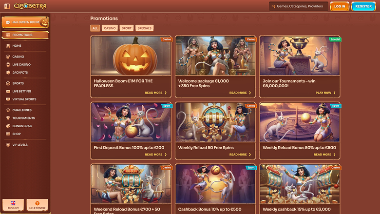 Cleobetra Casino — Promotions page