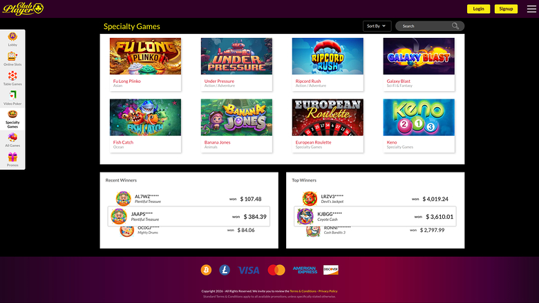 Club Player Casino — Games lobby