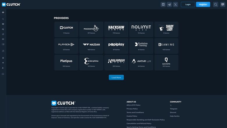 Clutch Casino — Games by studio