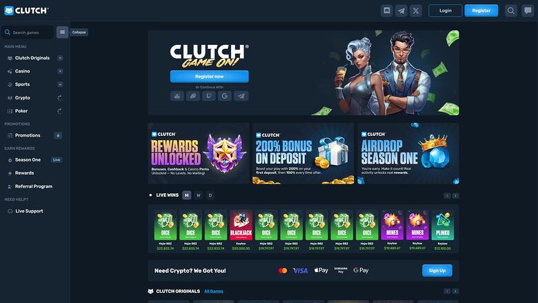 Clutch Casino — Homepage