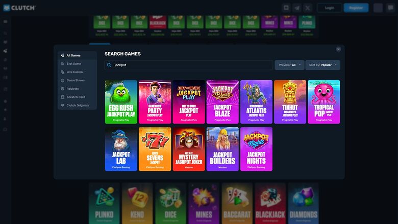 Clutch Casino — Jackpot games
