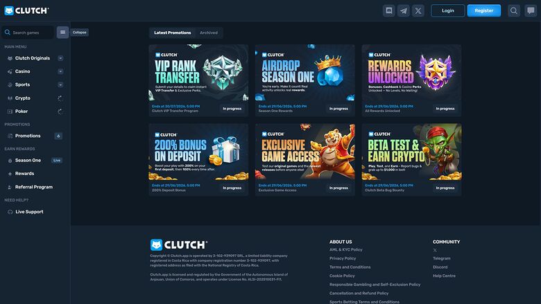 Clutch Casino — Promotions page
