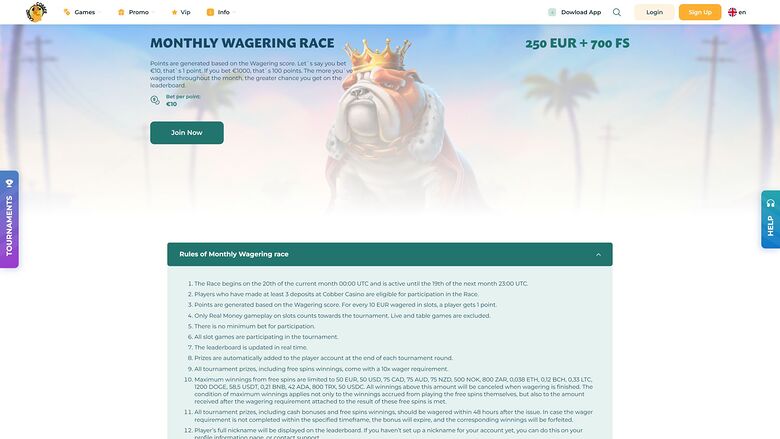 Cobber Casino — Tournaments