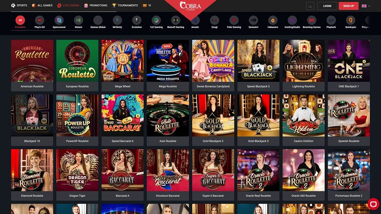 Cobra Casino — Live dealer lobby