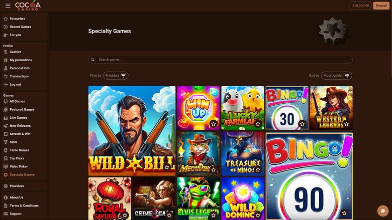 Cocoa Casino — Games lobby