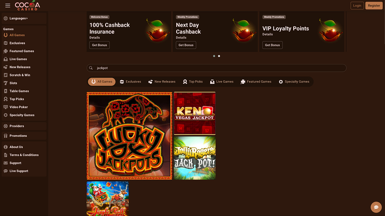 Cocoa Casino — Jackpot games
