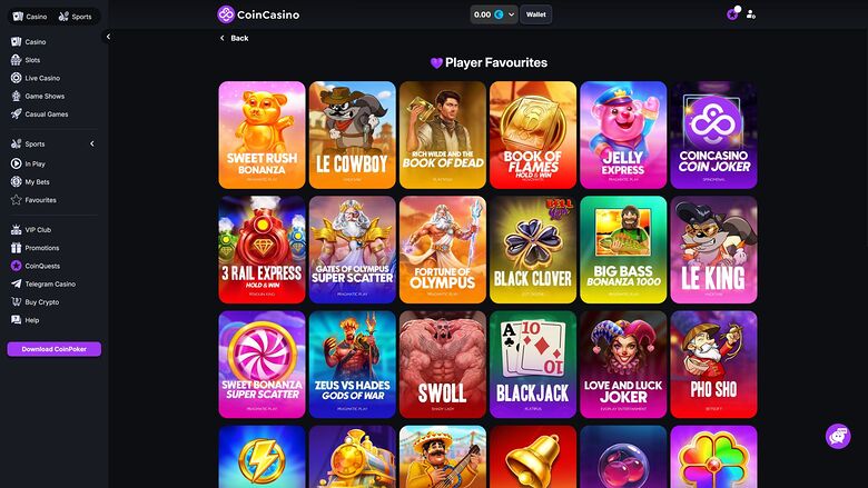 CoinCasino — Games lobby