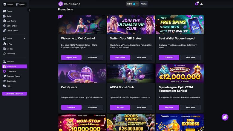 CoinCasino — Promotions page