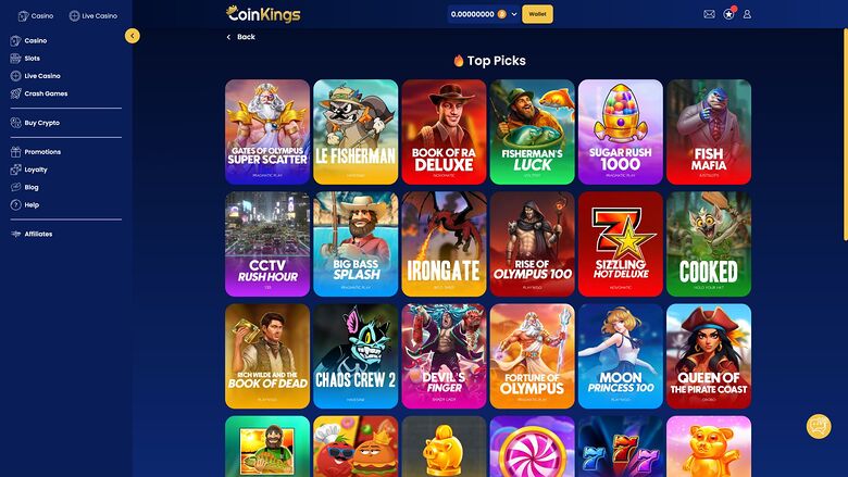 CoinKings Casino — Games lobby
