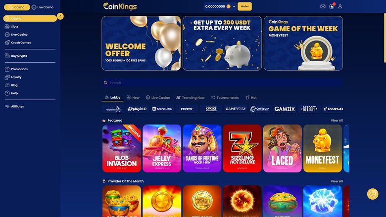 CoinKings Casino — Homepage