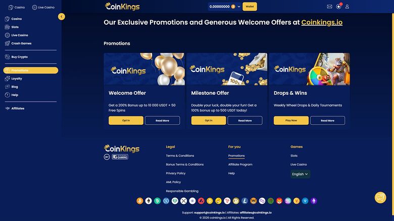 CoinKings Casino — Promotions page