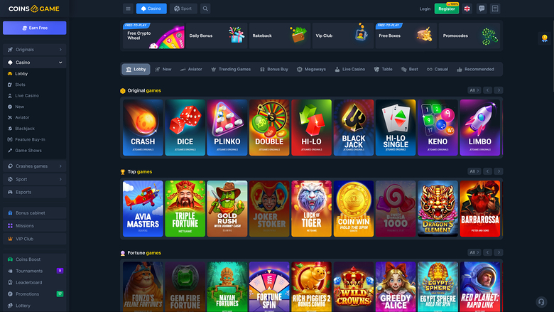 Coins Game Casino — Games lobby