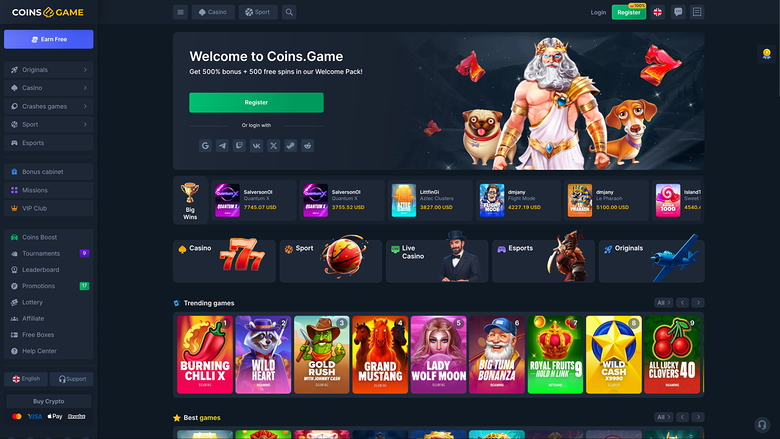 Coins Game Casino — Homepage