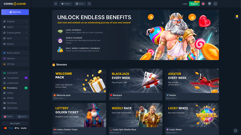 Coins Game Casino — Promotions page