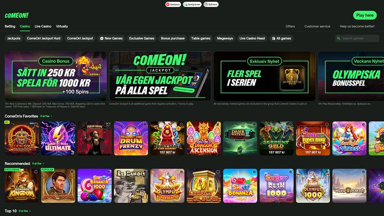 ComeOn Casino — Homepage