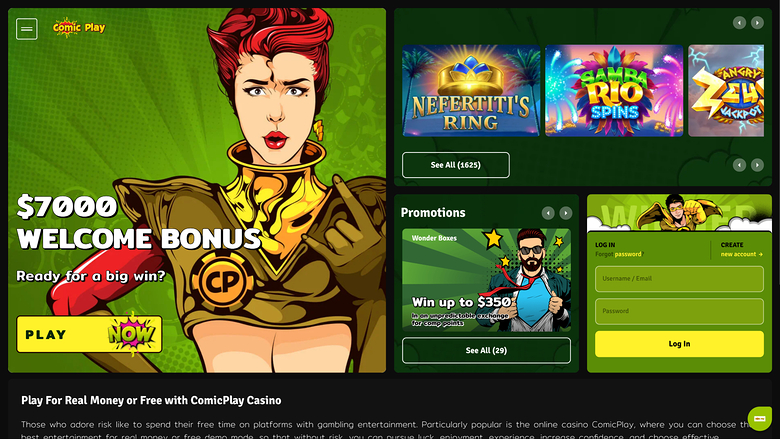 ComicPlay Casino — Homepage