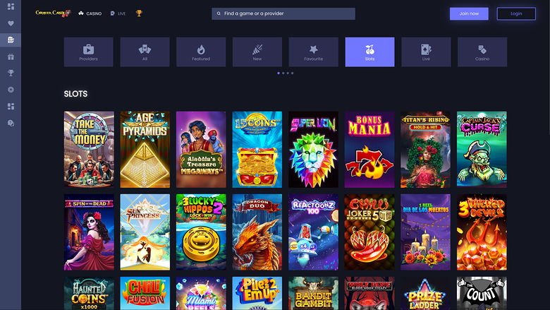 Conquer Casino — Games lobby